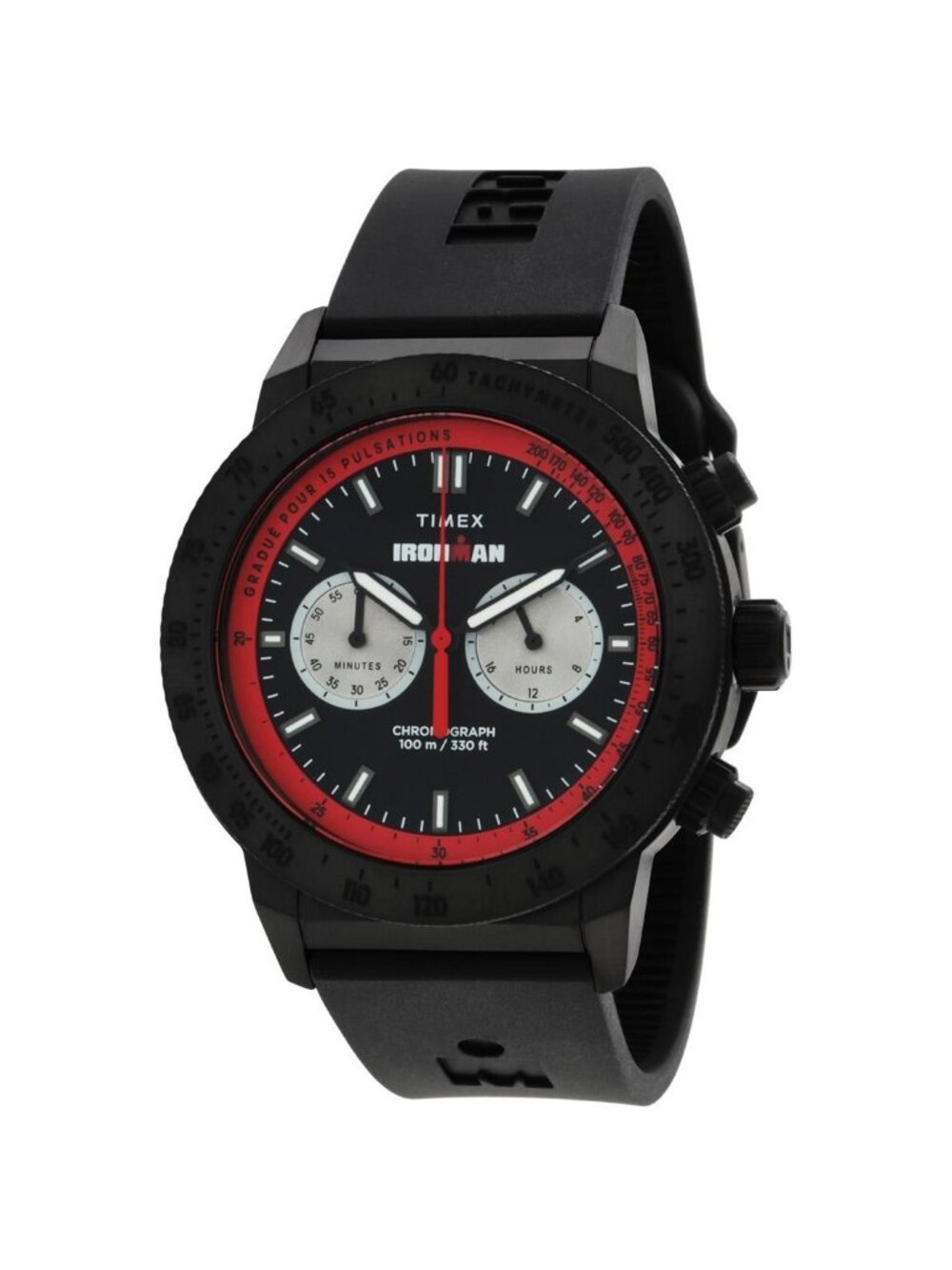 NWT Timex Ironman Challenger Chronograph Quartz Black Dial Men's Watch